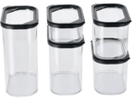 Set providnih Silvercrest® posuda za suve proizvode sa crnim poklopcima.