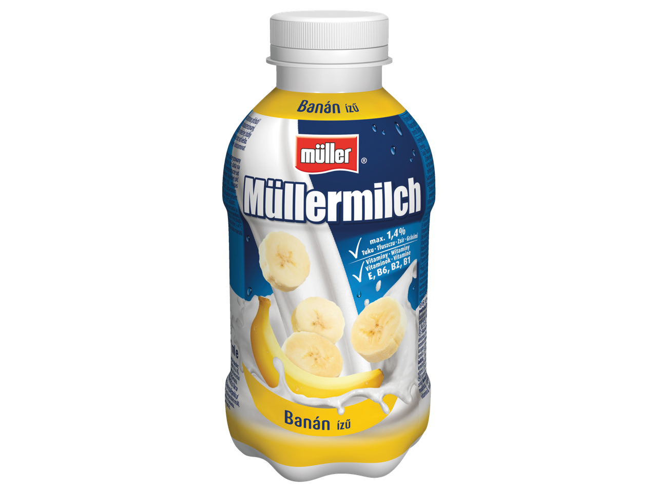 Müllermilch banán ízű ital.