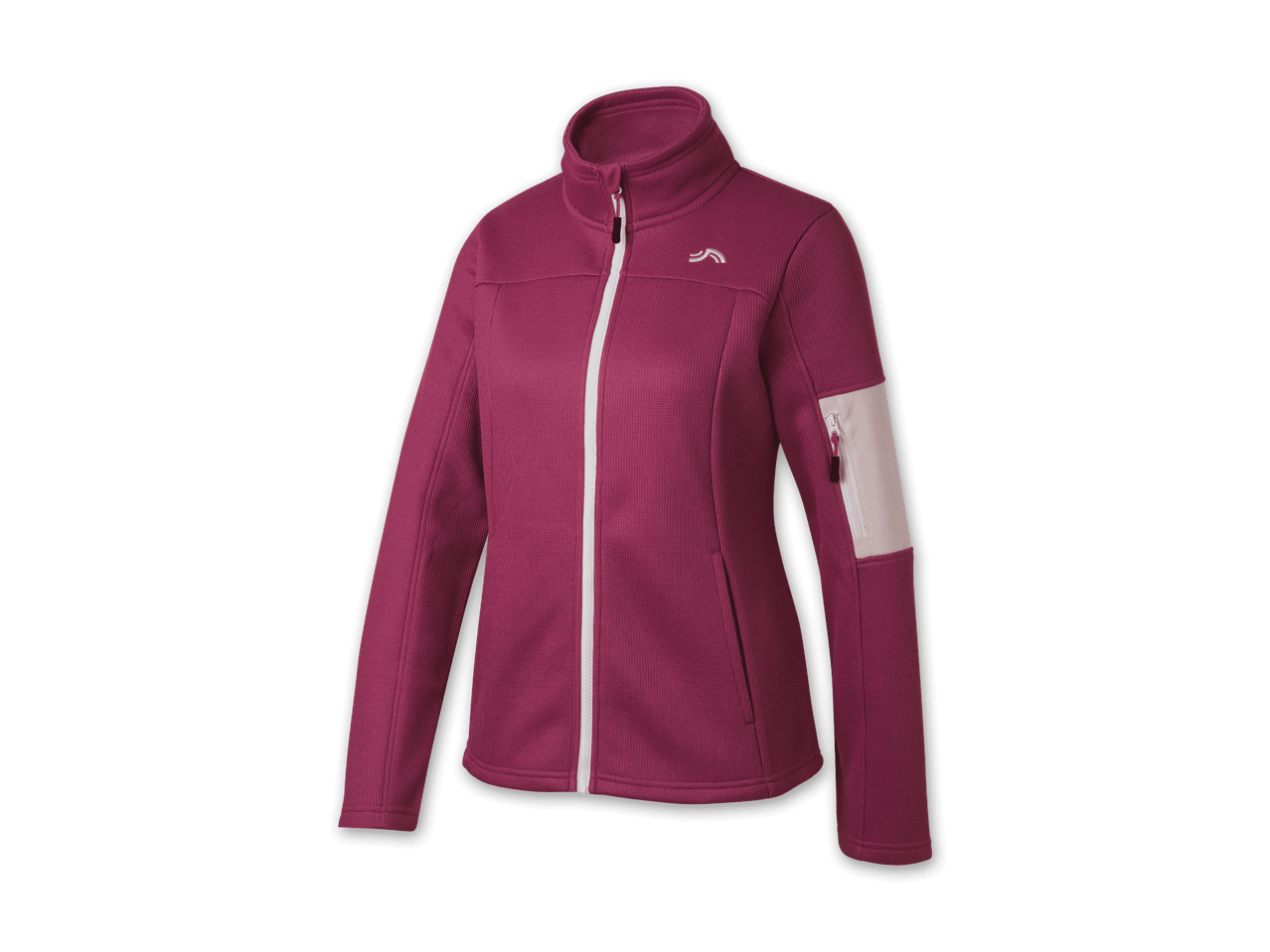 Burgunderfarbene Fleecejacke mit Reißverschluss und weißem Logo