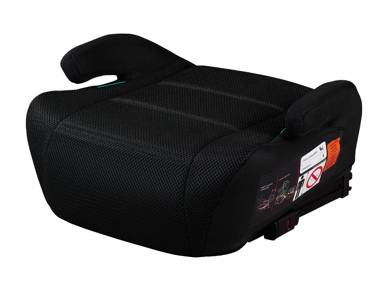 A black booster car seat.