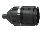 Adaptador de ferramenta preto com marcações brancas e setas