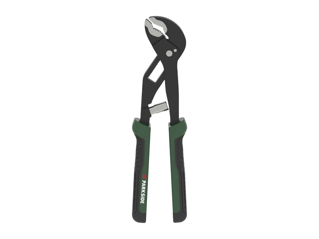 Adjustable water pump pliers with dark green and black handles