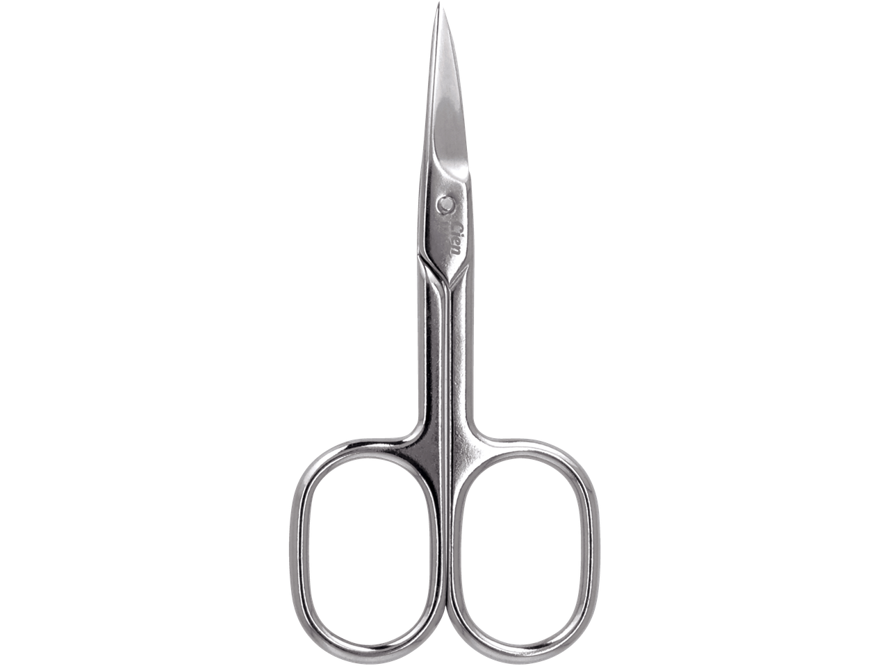 Srebrne škarice za nokte Cien® Beauty na crnoj pozadini.