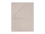 Soft beige faux fur blanket with a smooth fabric reverse side
