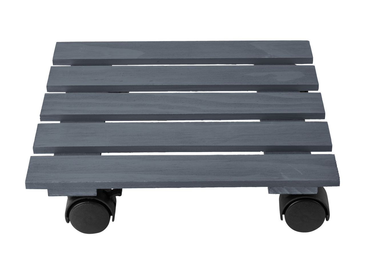 Suport pentru ghivece cu roți, din lemn gri