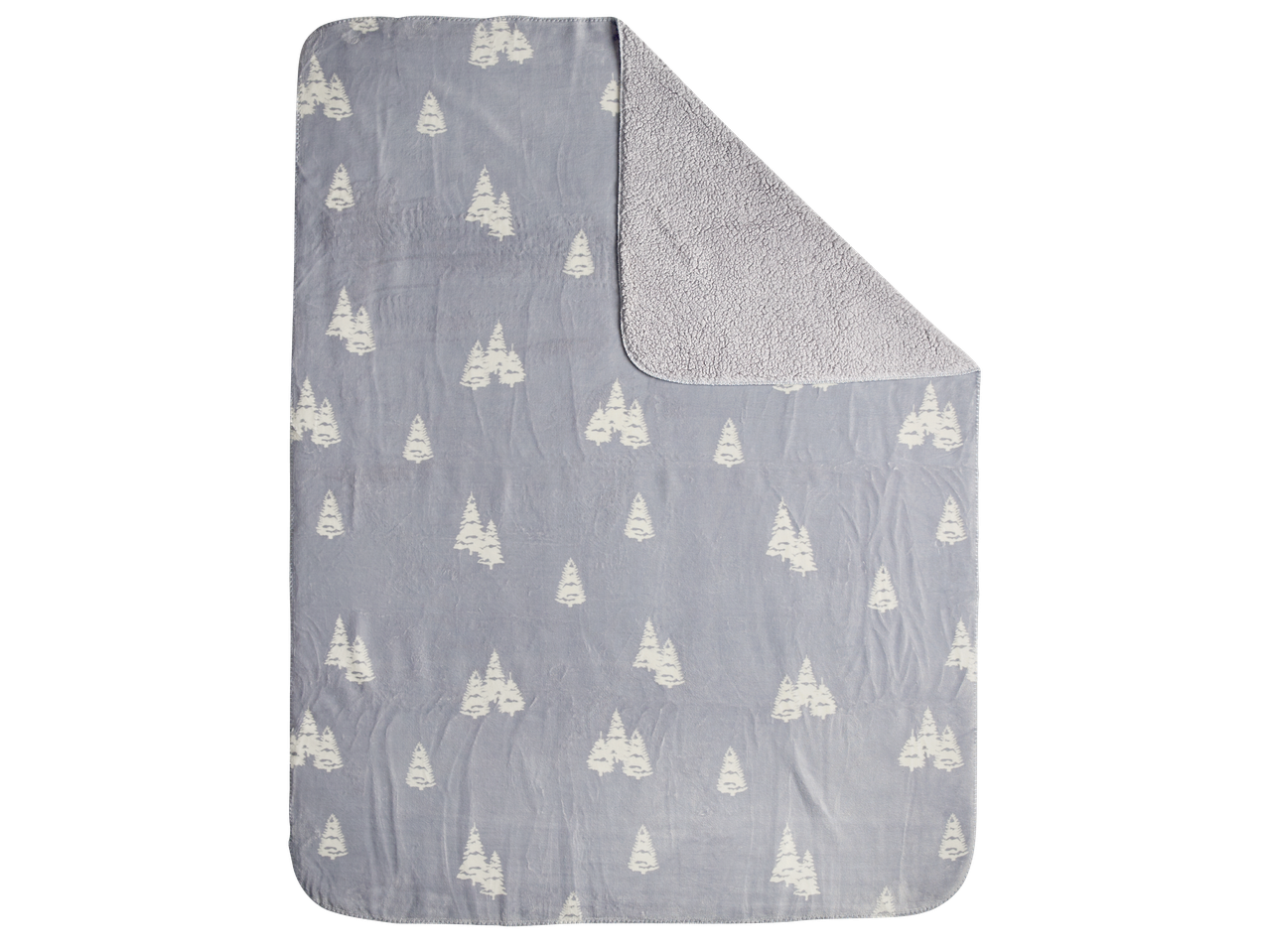 Сиво одеяло с шарка на бели елхи и пухкава подплата