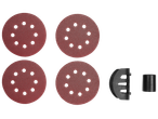Комплект от четири диска за шлайфане и два аксесоара за шлайфмашина.