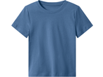 Plain blue short-sleeved t-shirt with a ribbed crew neck.
