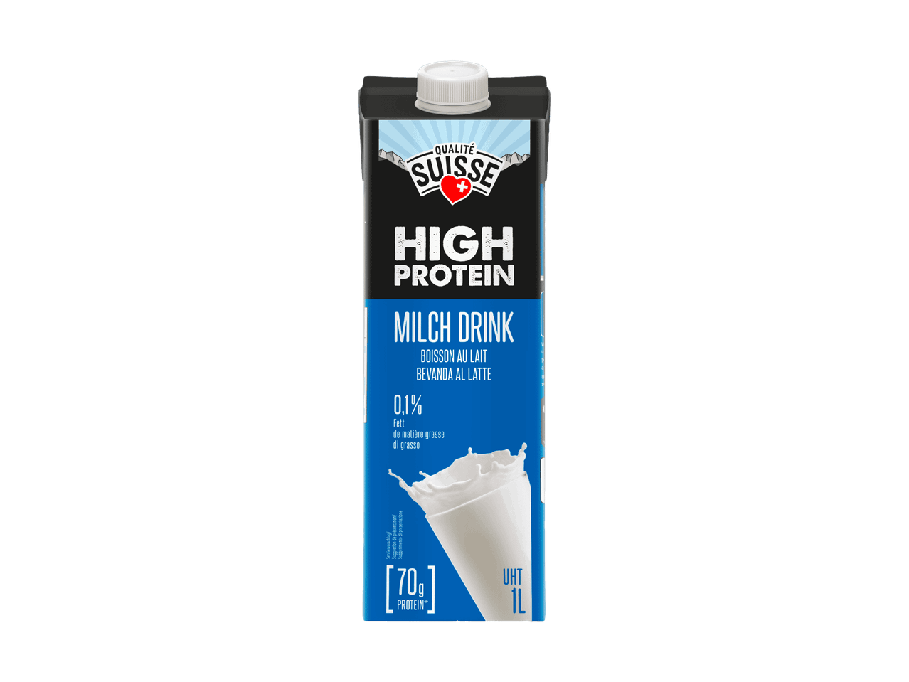 Qualité Suisse High Protein Milch Drink, 0,1% Fett, 1L UHT