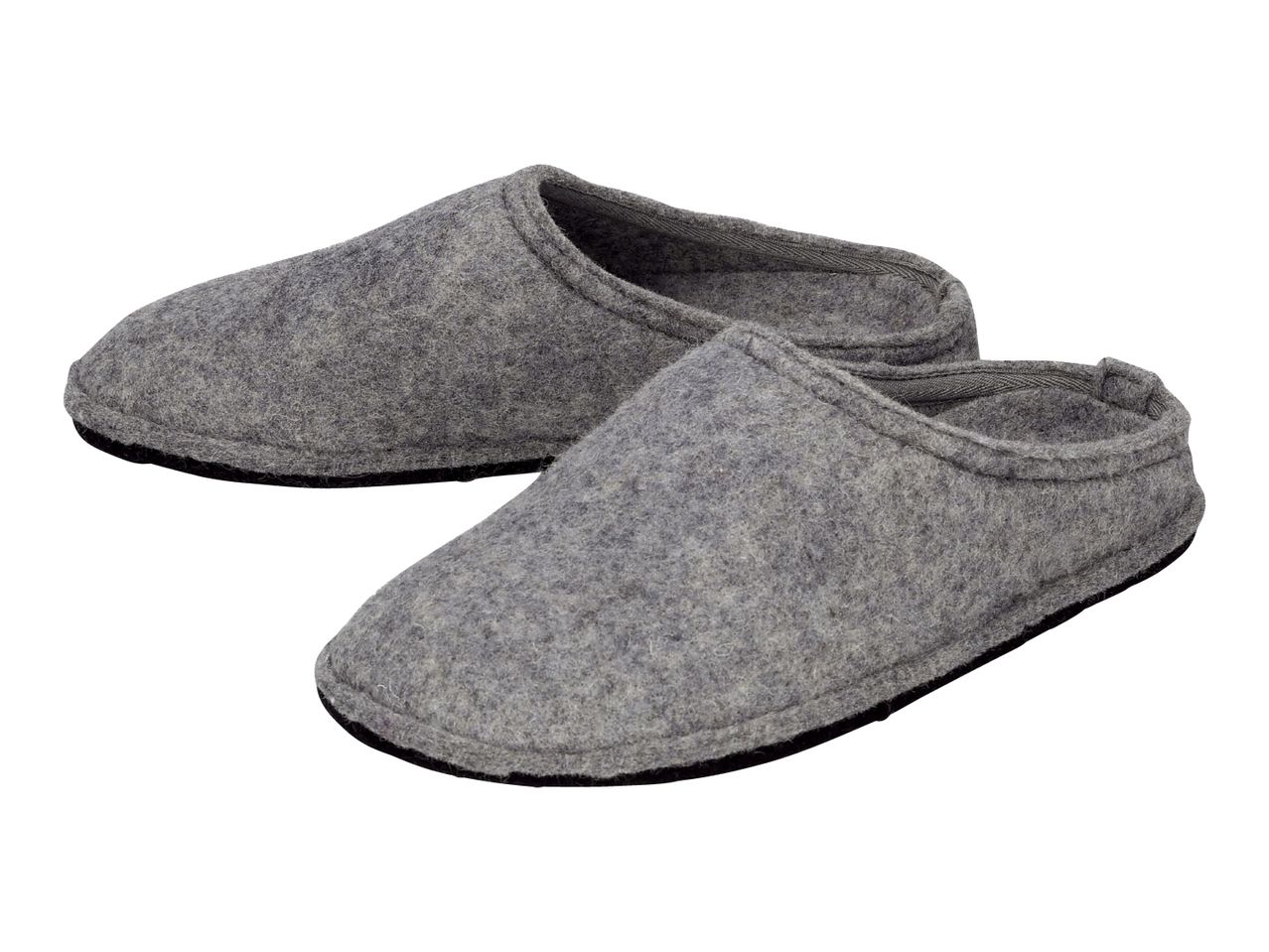 Pair of gray felt slippers