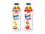 To flasker med frugt-yoghurt fra Mother Dairy.