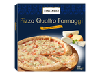 Pizza ITALIAMO Quattro Formaggi, uma pizza congelada assada em forno a lenha com quatro queijos.