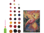 CRELANDO teemantmaali komplekt flamingoga, värviliste pärlite, pliiatsi ja alusega.