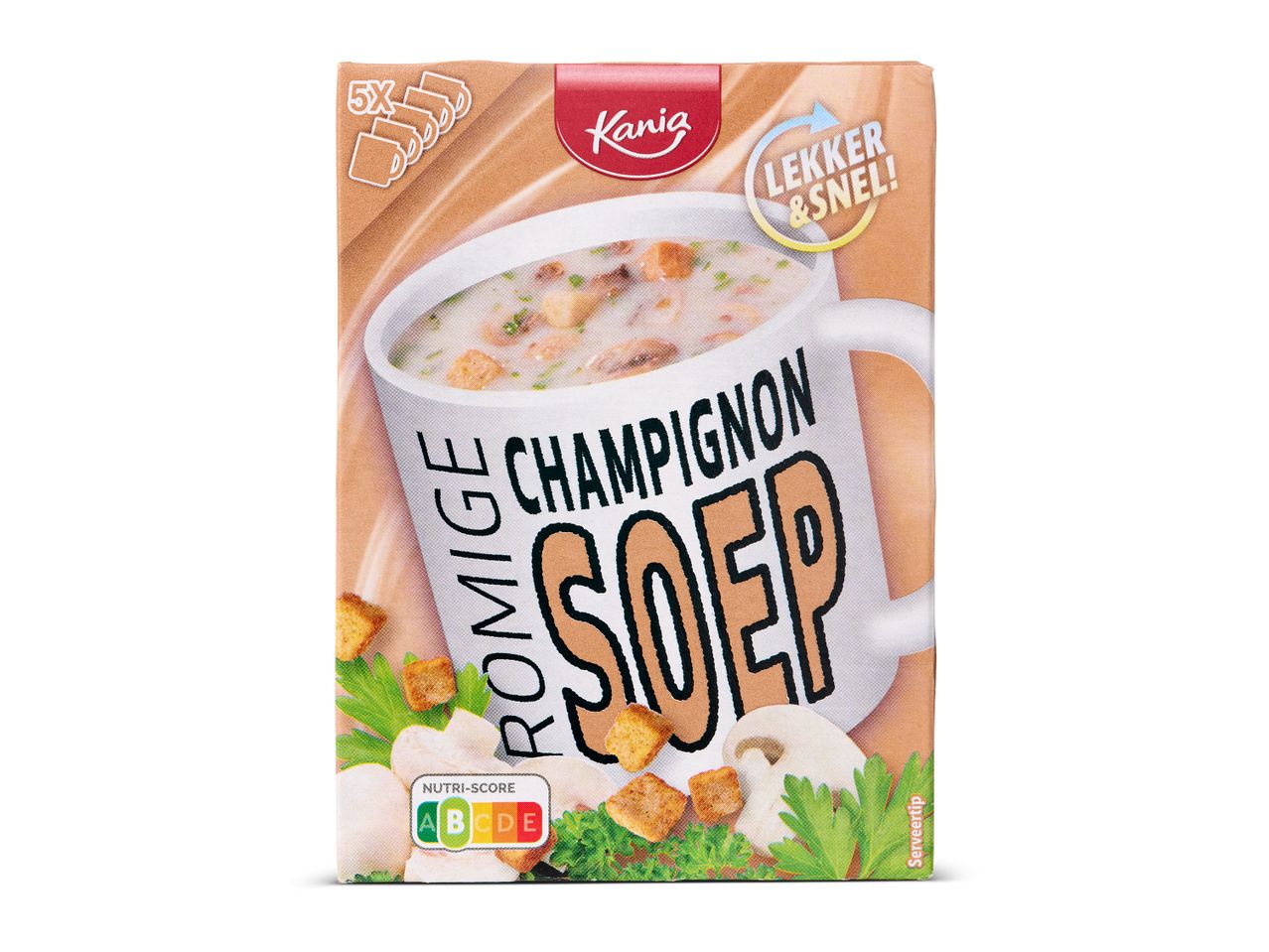 Kanja champignon soep: 5 porties, snel klaar.