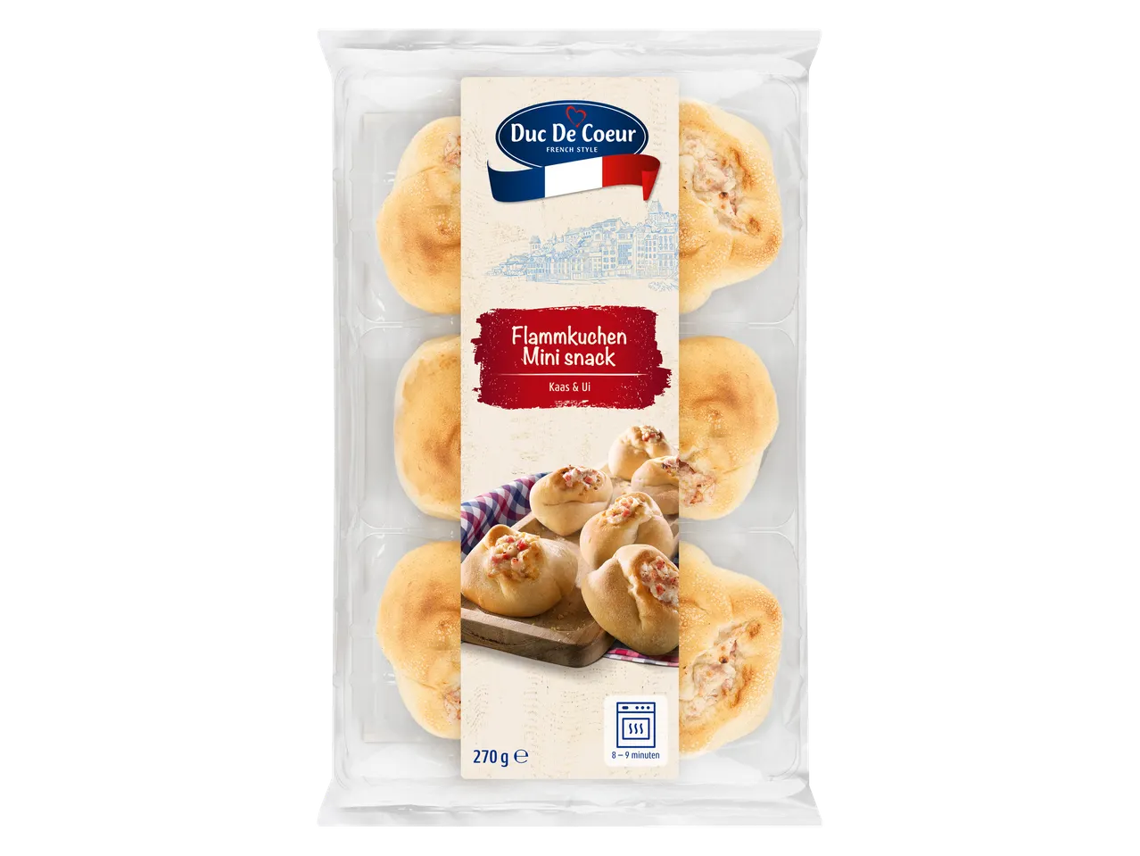 Duc De Coeur Mini Flamkuchen: kaas & ui.