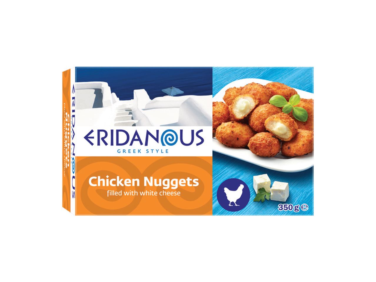 Eridanus pileći nuggets punjeni belim sirom, grčki stil, 350g.