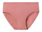 A pair of plain, light pink women's cotton briefs with a simple design.