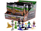 Expositor de pacotes surpresa Minecraft Nano Metalfigs com várias figuras colecionáveis.