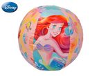 Pink beach ball with Ariel, Flounder, and Sebastian, surrounded by colorful flowers and coral.