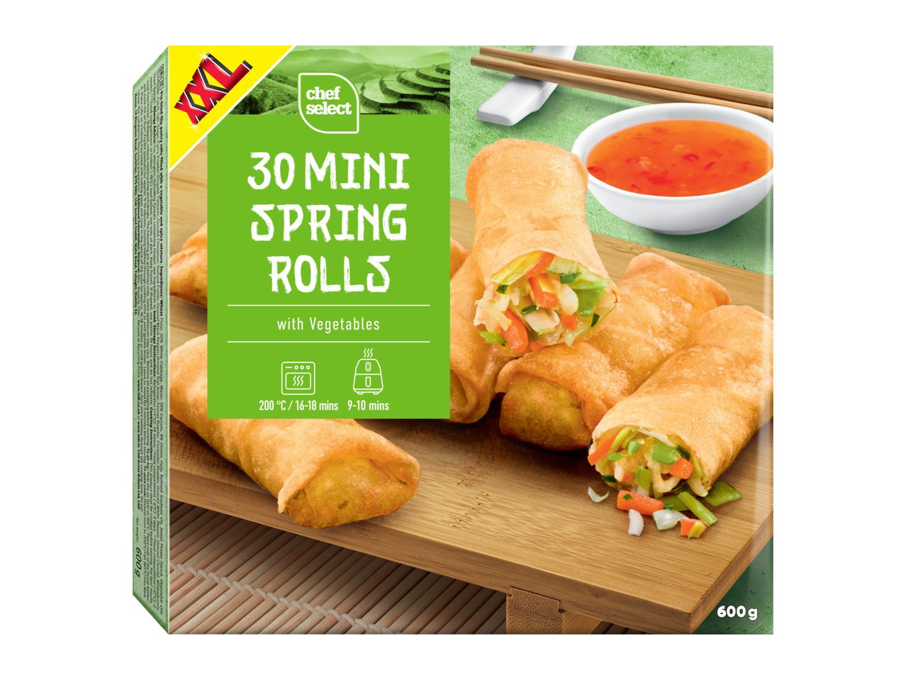 Chef Select 30 Mini Spring Rolls with Vegetables, 600g