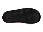 Purple slipper with a black sole and white anti-slip dots