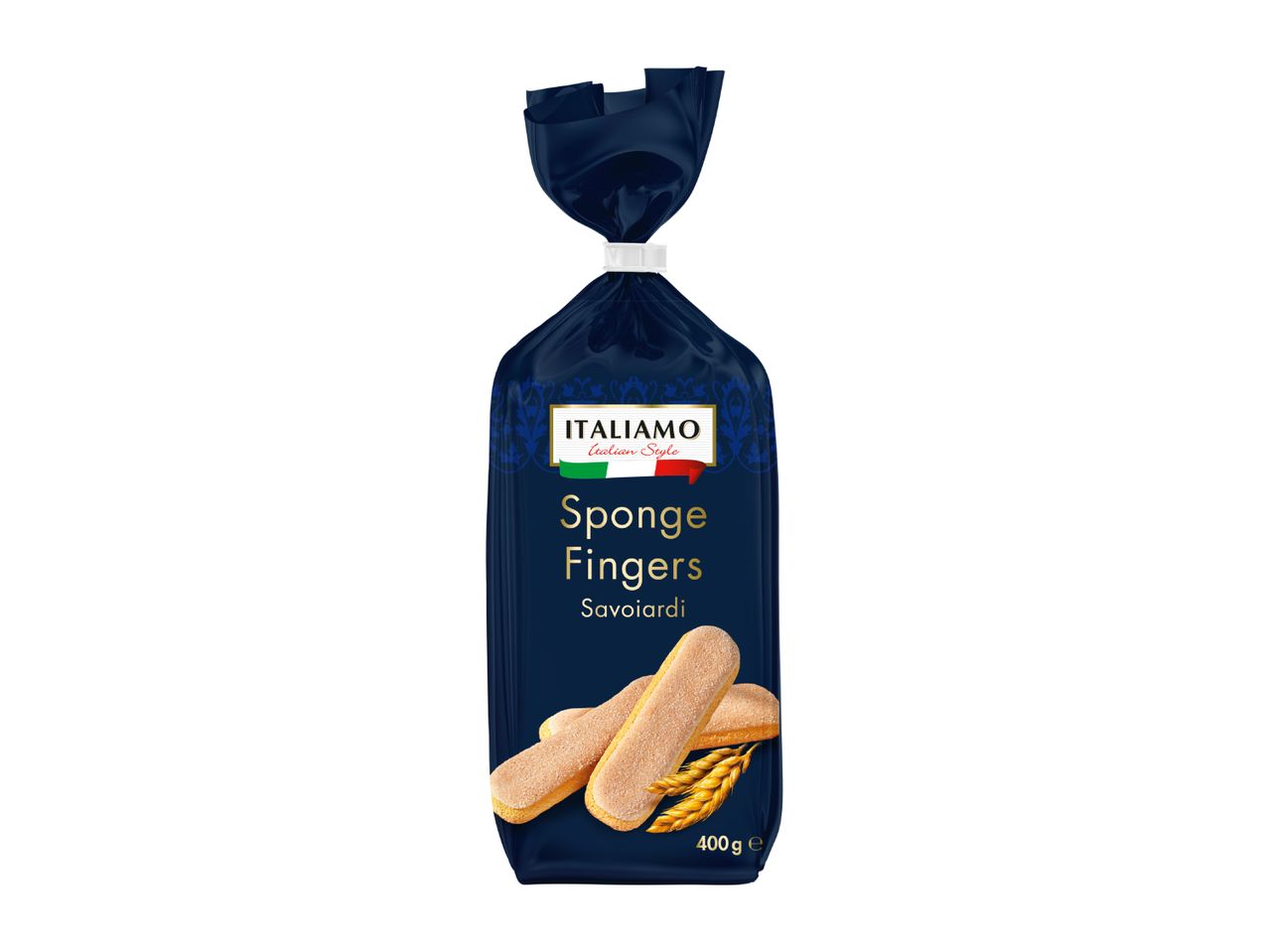 Dark blue bag of sponge fingers (Savoardi) with wheat ears, 400g