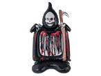 Felfújható kaszás halloweeni dekoráció beépített függönnyel.