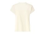 Back view of a plain cream-colored short-sleeved t-shirt.