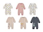 Sæt med seks baby-onesies med Looney Tunes-motiver.