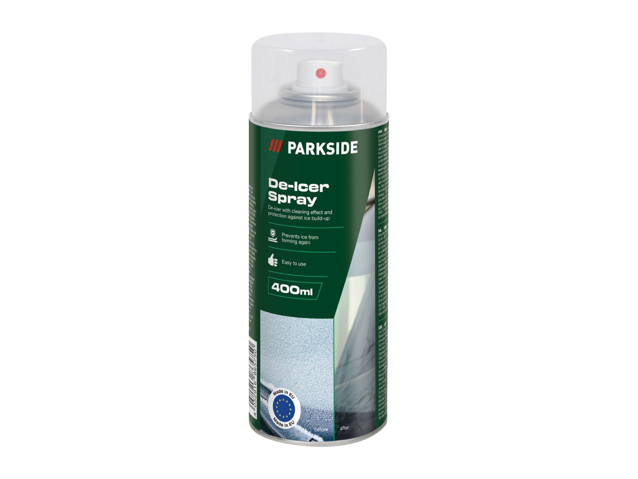 PARKSIDE De-Icer Spray 400ml, with cleaning effect and protection against ice build-up.