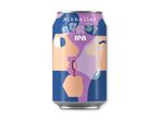 Blå og lilla øldåse med en person, der blæser sæbebobler, og teksten 'BURST IPA'.