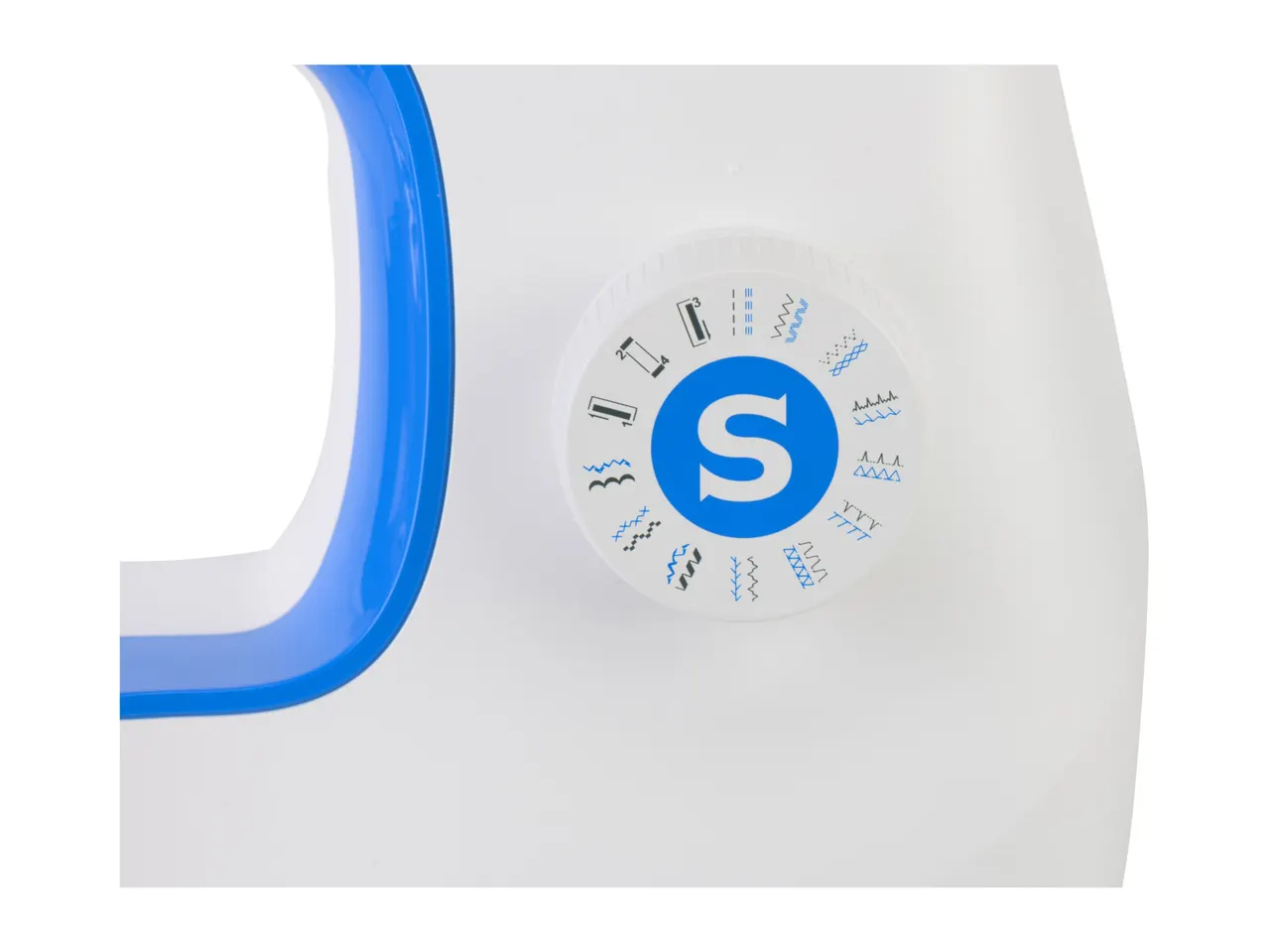 Close-up of a sewing machine's stitch selector dial.