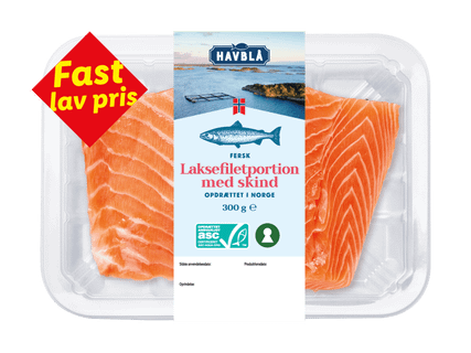 Havblå Laksefilet med skind