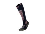 Dark blue ski sock with pink and grey stripes, featuring the text 'VIT' at the top.