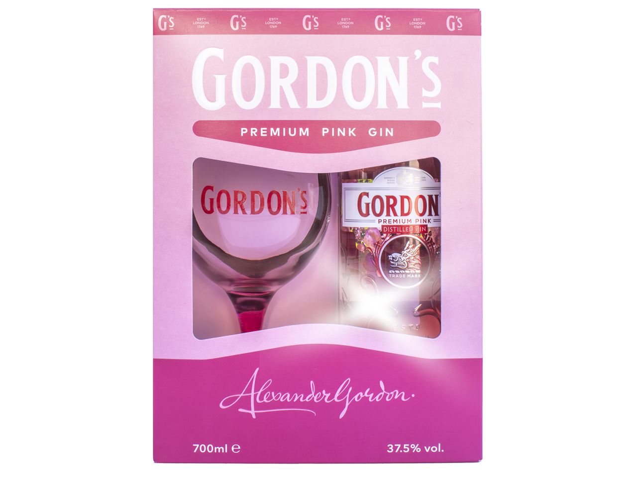 Промопакет Gordon's Pink Джин (0.7 l) с коктейлна чаша, 40% алк..