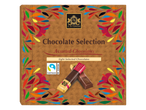 Boîte de sélection de chocolats J.D. Gross avec des chocolats assortis, y compris du cacao Fairtrade.