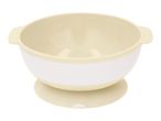 Cream and white baby bowl with handles and a suction base.