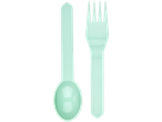 A mint green spoon and fork.