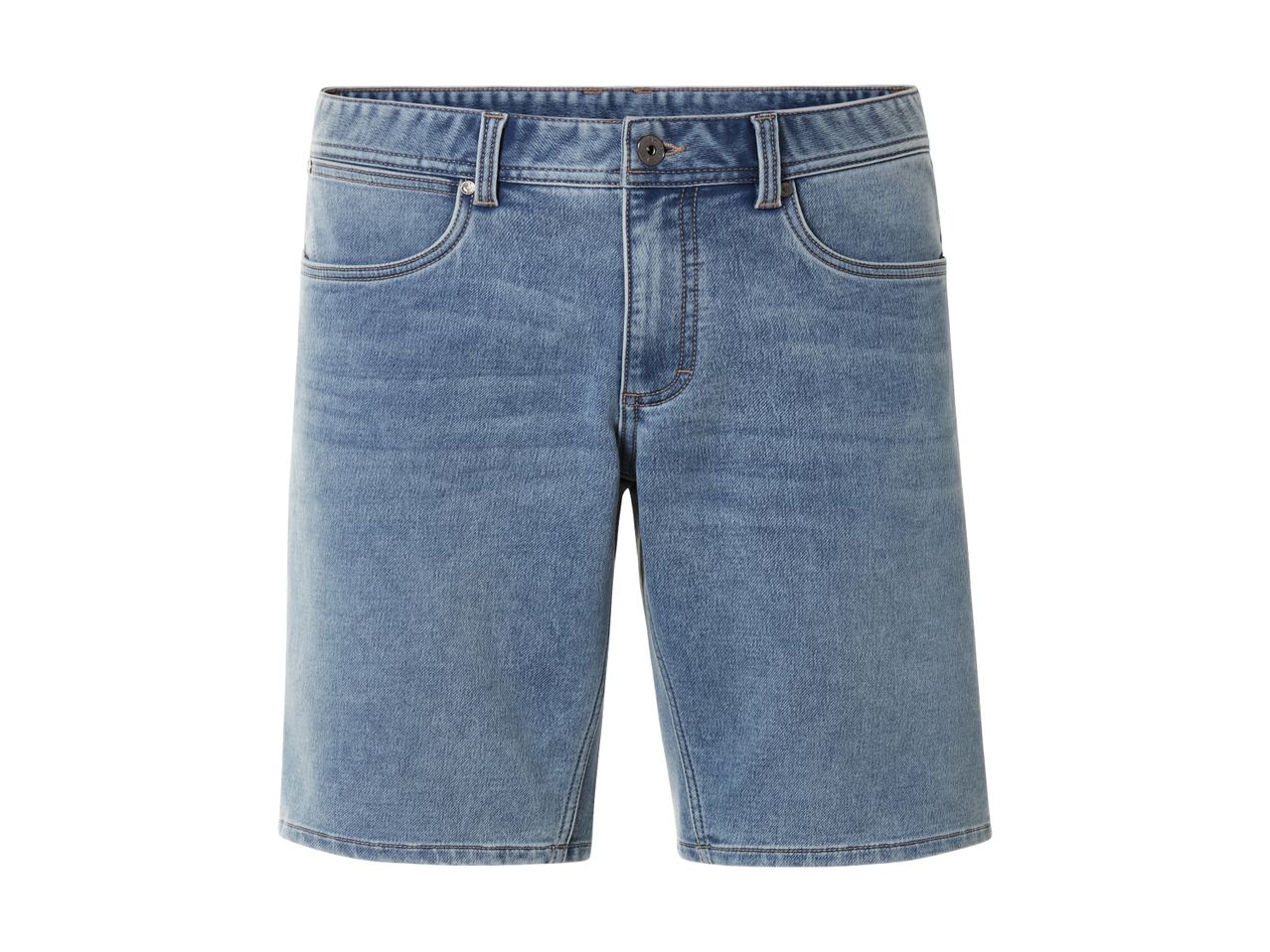 Lysblå denim shorts.