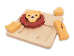 Holzpuzzle in Form eines Löwen mit abnehmbaren Teilen