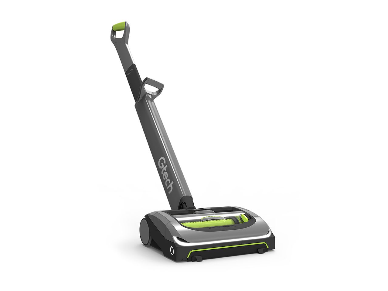 Cordless upright vacuum cleaner in grey and green