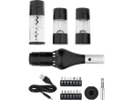 Portable set: screwdriver, corkscrew, and spice grinders.
