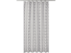 Perdea de duș LIVARNO cu model geometric de plăci în tonuri de gri și alb.