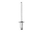 A close-up view of a single aluminum rivet.