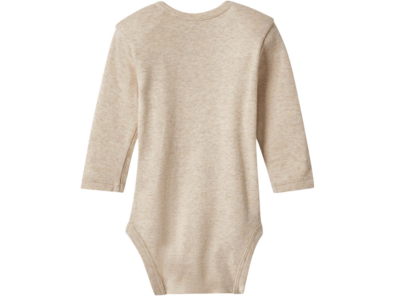 Bēšs zīdaiņu bodijs ar garām piedurknēm, aizmugure