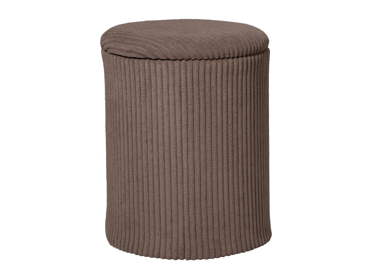 Brown corduroy storage ottoman with a removable lid