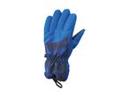 Blue winter glove with a dark blue patterned cuff