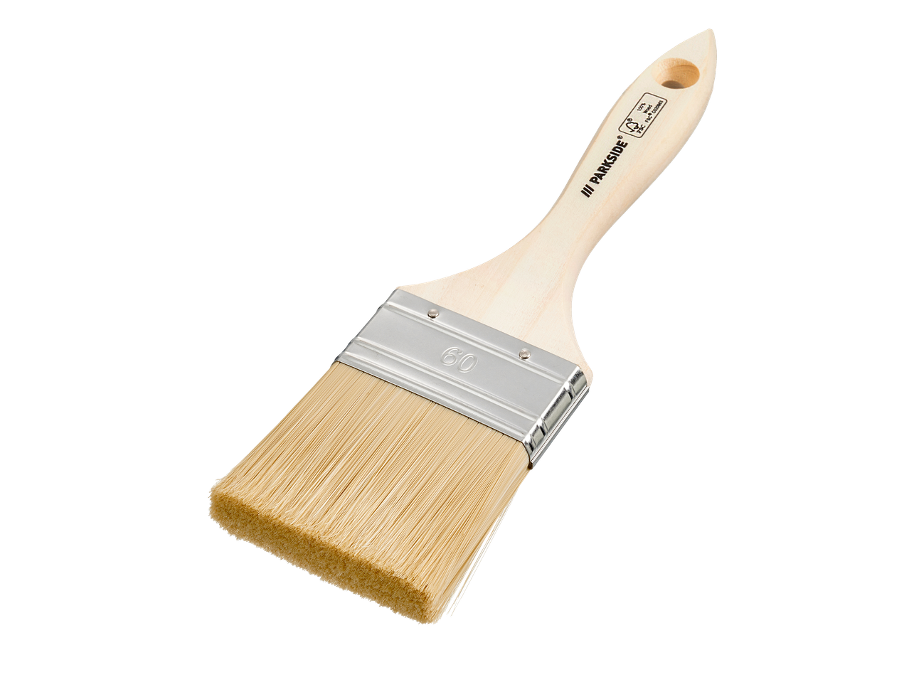 Pinceau plat avec manche en bois clair et soies synthétiques, taille 60