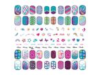 Assorted nail art designs featuring glitter, stars, unicorns, and other fun patterns.
