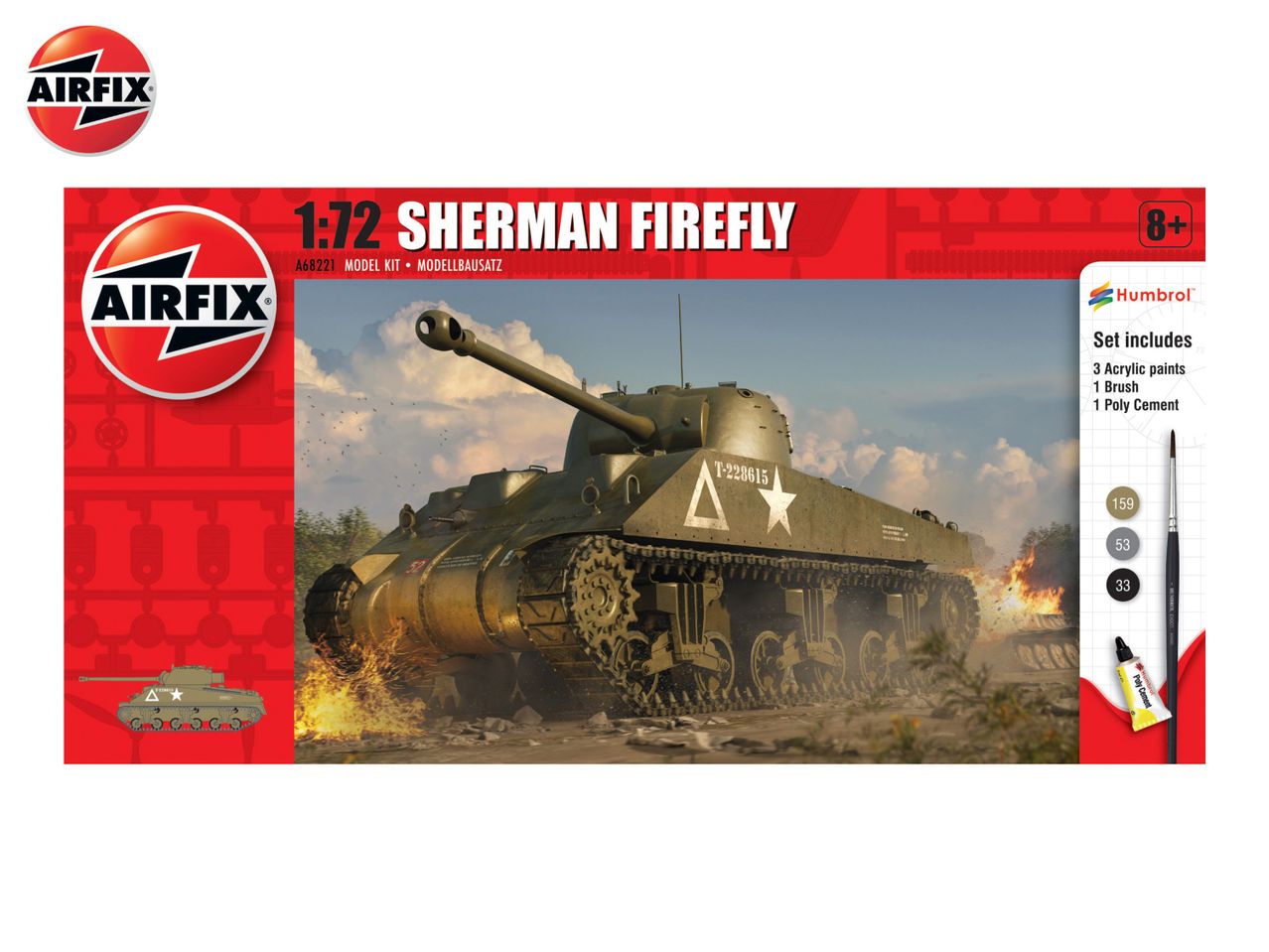 Airfix 1/72 scale model kit of a Sherman Firefly tank.